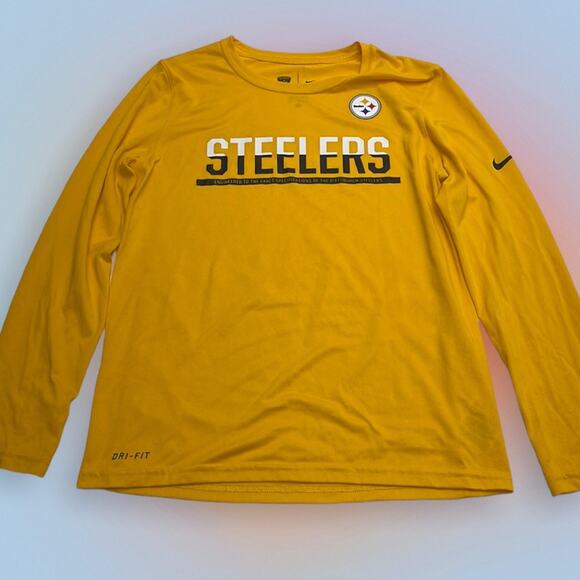 NIKE Boy’s Medium Yellow Long Sleeve Performance T-Shirt - Picture 2 of 6